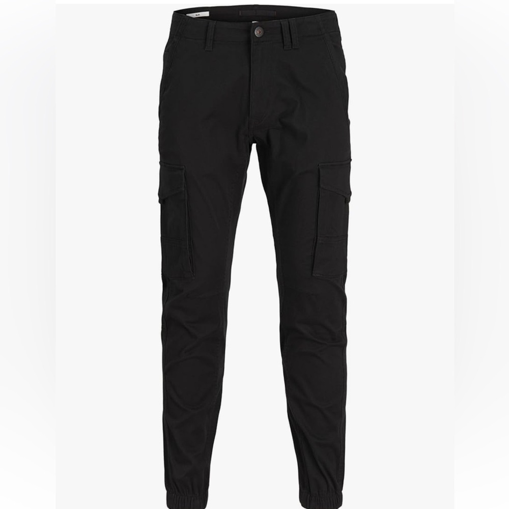 NWT Jack & Jones Paul Flake Slim Fit Cargo Pants - Black - 33W x 34L
